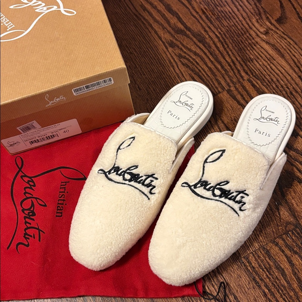CHRISTIAN LOUBOUTIN Navy Coolito Donna Flat shoes mules EU 40 US 10 box bag NEW